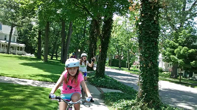 biking back through town